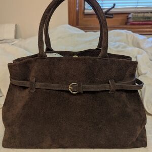 Sophisticated Chocolate Suede Satchel